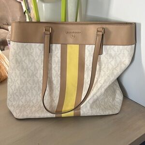 Michael Kors Tan and Yellow Stripe Tote